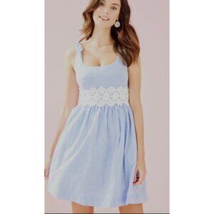 Lilly Pulitzer Tessa Blue and White Seersucker Dress Size 6